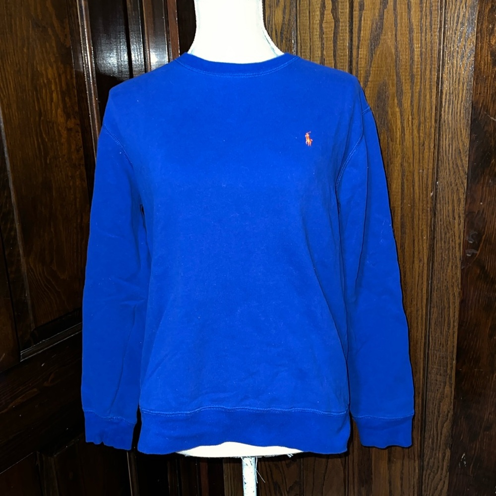 Polo Ralph Lauren Sweatshirt Crew Neck Royal Blue Size XL boys orange pony